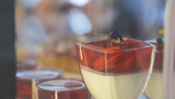 Panna cotta z musem mango lub malinowym
